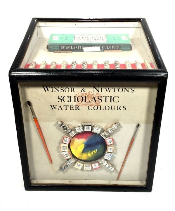 Antique Winsor & Newton Scholastic Shop Display Advertising Cabinet / Art Box